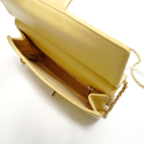CHANEL Item No. 27 Matelass Pearl Chain Shoulder Bag yellow WS28156