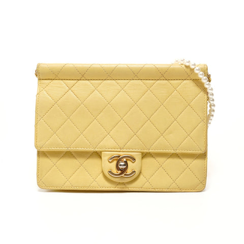 CHANEL Item No. 27 Matelass Pearl Chain Shoulder Bag yellow WS28156