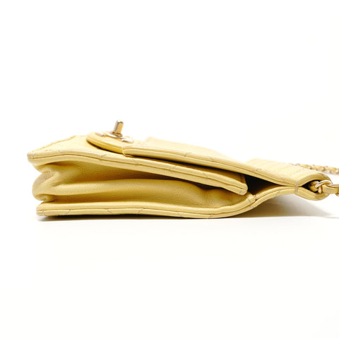 CHANEL Item No. 27 Matelass Pearl Chain Shoulder Bag yellow WS28156