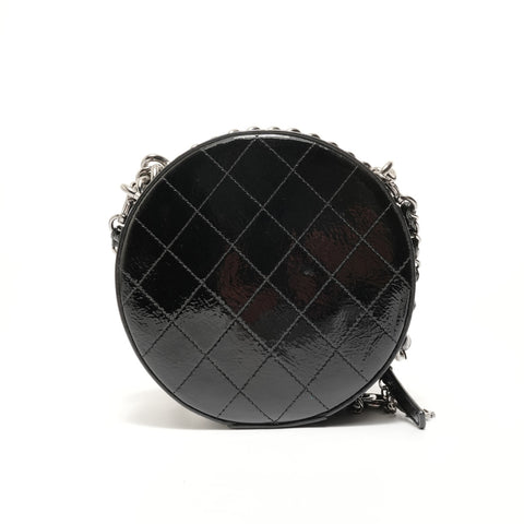 CHANEL Series 26 2-way Round Vanity Patent Shoulder Bag black WS28158