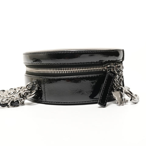 CHANEL Series 26 2-way Round Vanity Patent Shoulder Bag black WS28158