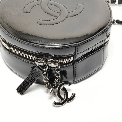 CHANEL Series 26 2-way Round Vanity Patent Shoulder Bag black WS28158