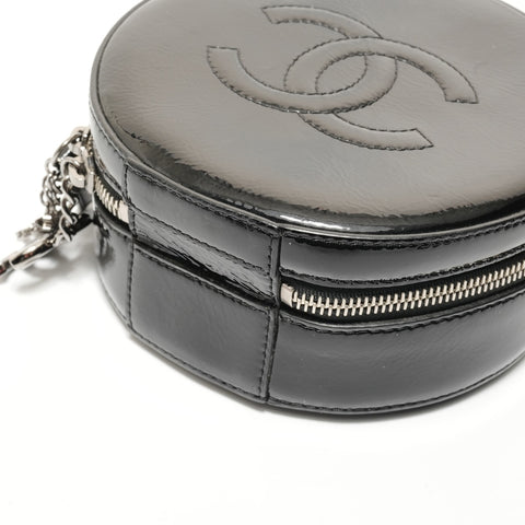 CHANEL Series 26 2-way Round Vanity Patent Shoulder Bag black WS28158