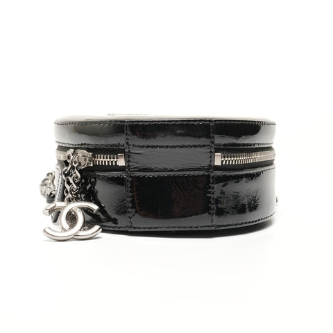 CHANEL Series 26 2-way Round Vanity Patent Shoulder Bag black WS28158