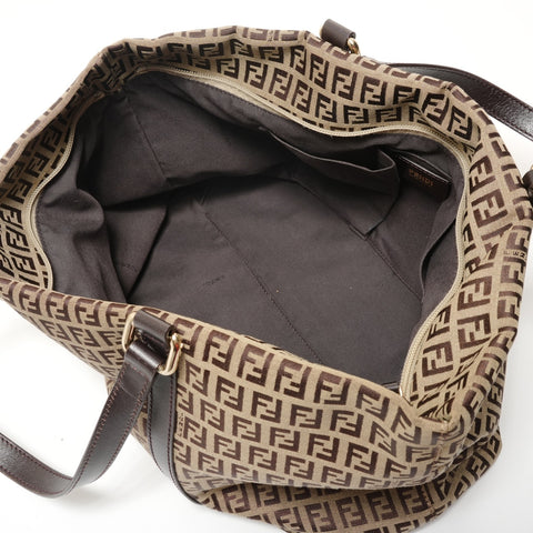 FENDI Zucchino Canvas Tote Bag Brown WS28168