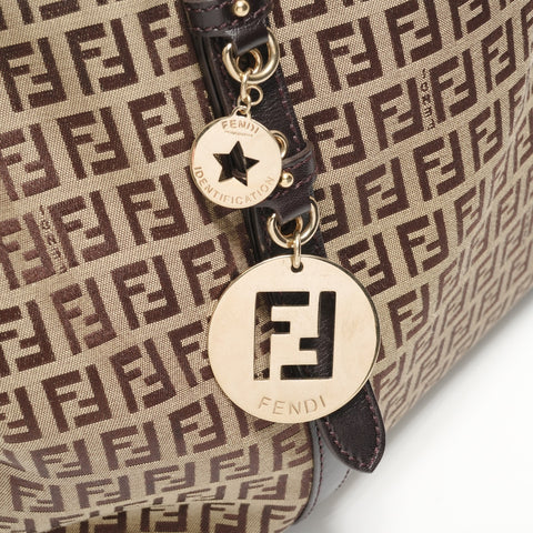 FENDI Zucchino Canvas Tote Bag Brown WS28168