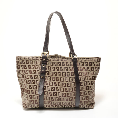 FENDI Zucchino Canvas Tote Bag Brown WS28168
