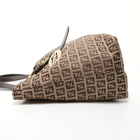 FENDI Zucchino Canvas Tote Bag Brown WS28168