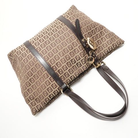 FENDI Zucchino Canvas Tote Bag Brown WS28168