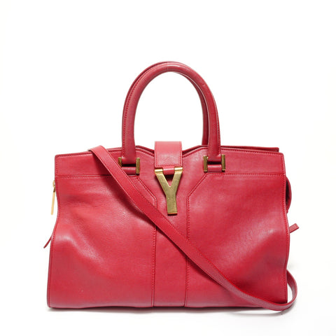 YVES SAINT LAURENT Cabas Chic 2-way Handbag Red WS28193