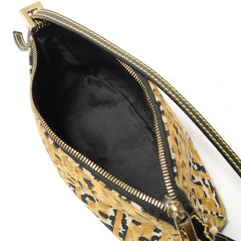 FENDI ZUCCA Leopard Pattern Accessory Pouch Shoulder Bag yellow WS28196