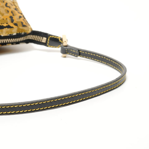 FENDI ZUCCA Leopard Pattern Accessory Pouch Shoulder Bag yellow WS28196