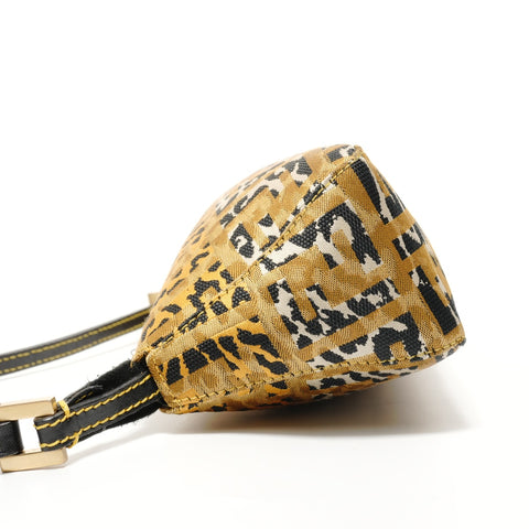 FENDI ZUCCA Leopard Pattern Accessory Pouch Shoulder Bag yellow WS28196