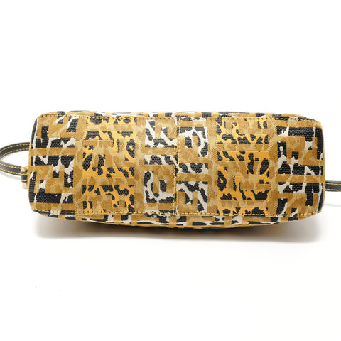 FENDI ZUCCA Leopard Pattern Accessory Pouch Shoulder Bag yellow WS28196