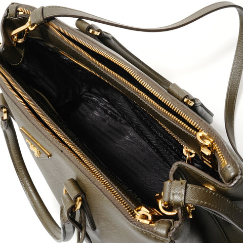 PRADA Saffiano Galleria 2way Handbag khaki WS28197
