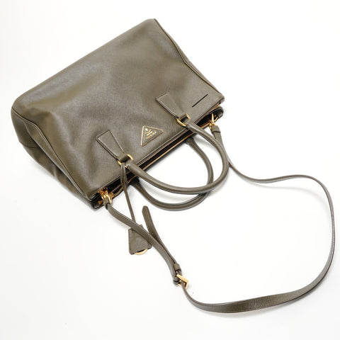 PRADA Saffiano Galleria 2way Handbag khaki WS28197