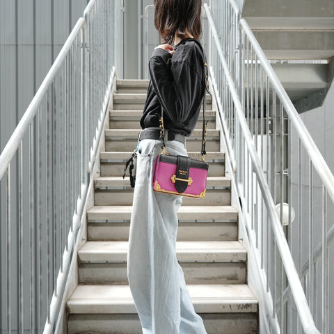 PRADA Cahier Leather Shoulder Bag pink WS28199