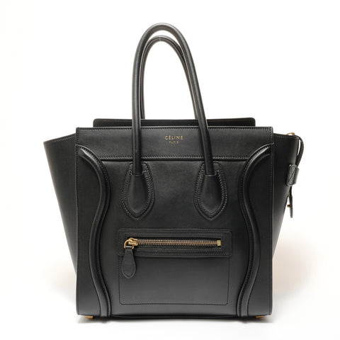 CELINE Luggage Micro Shopper Leather Handbag black WS28204