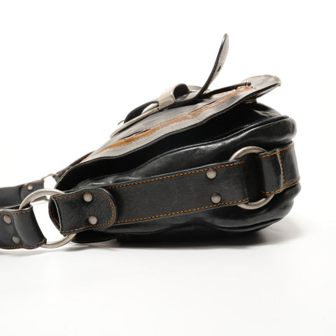 Christian Dior Gaucho Leather Shoulder Bag black WS28208