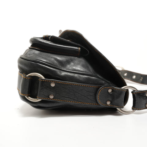 Christian Dior Gaucho Leather Shoulder Bag black WS28208