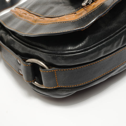 Christian Dior Gaucho Leather Shoulder Bag black WS28208