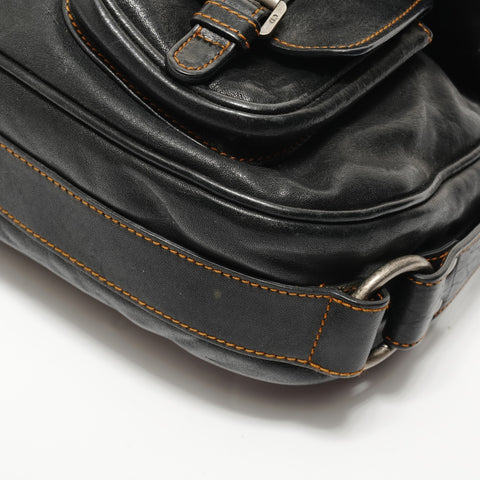 Christian Dior Gaucho Leather Shoulder Bag black WS28208