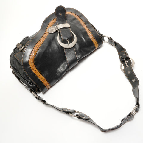 Christian Dior Gaucho Leather Shoulder Bag black WS28208