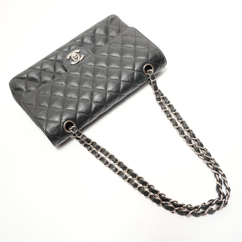 CHANEL Item No. 18, 2013-2014, Caviar Skin Matelass, Metal Silver Shoulder Bag black WS28209
