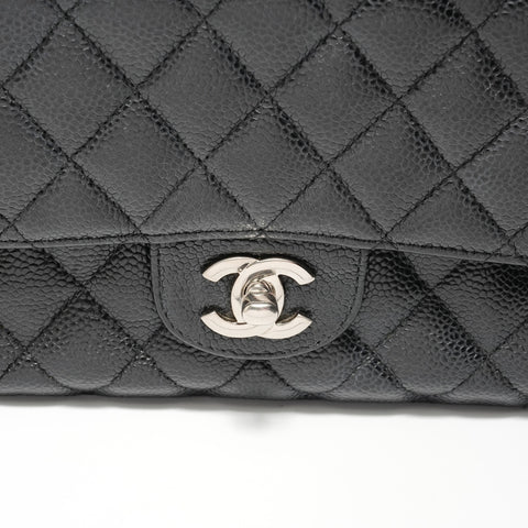 CHANEL Item No. 18, 2013-2014, Caviar Skin Matelass, Metal Silver Shoulder Bag black WS28209