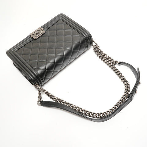 CHANEL Item No. 19, Boy Chanel, Gunmetal Shoulder Bag black WS28213