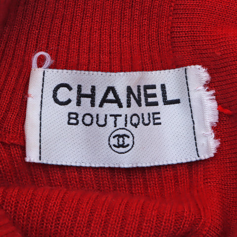 Chanel Coco Mark Button Cashmere Turtleneck 1990er Sweater Kaschmir Red WS2821