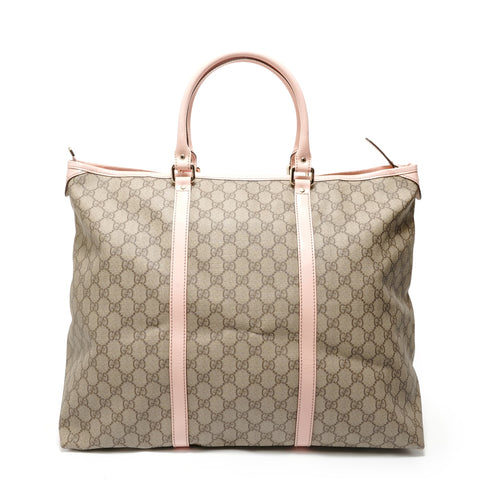 GUCCI GG Supreme Ink Leather Tote Bag beige WS28221