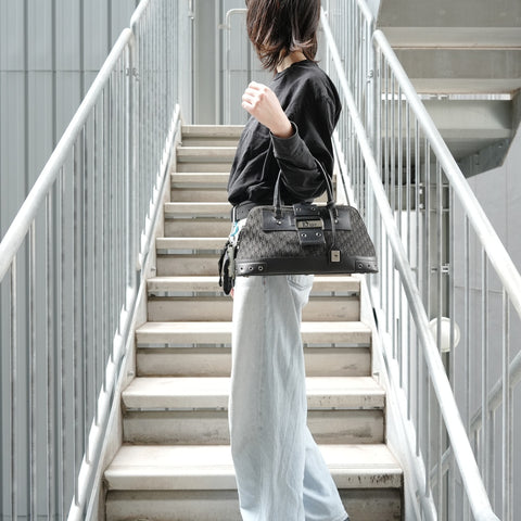 Christian Dior Trotter Canvas Street Chic Shoulder Bag black WS28232