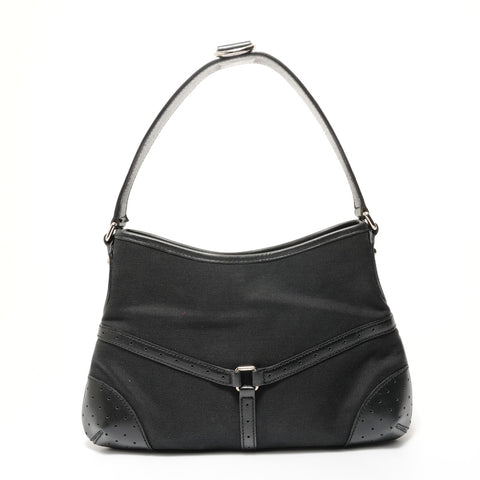 GUCCI Interlocking G Canvas Shoulder Bag black WS28235