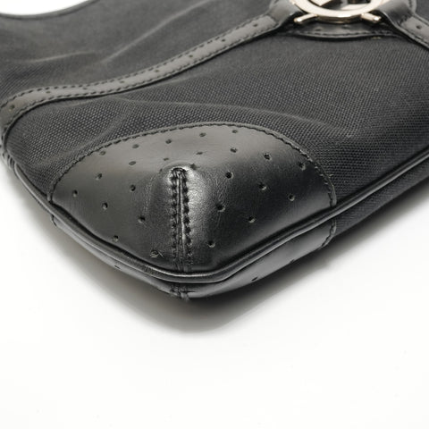GUCCI Interlocking G Canvas Shoulder Bag black WS28235