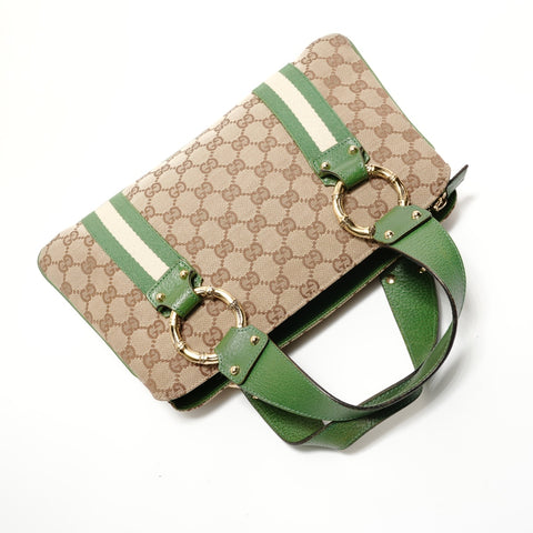 GUCCI Wave Line GG Canvas Handbag beige WS28240