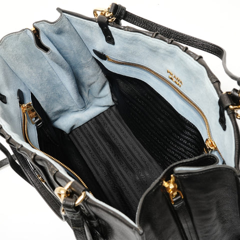 PRADA Etiquette Shopping 2-Way Leather Shoulder Bag black WS28243