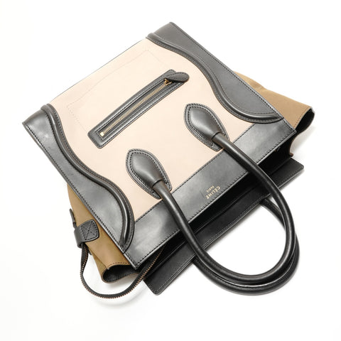 CELINE Luggage Medium Suede Leather Handbag multicolor WS28244