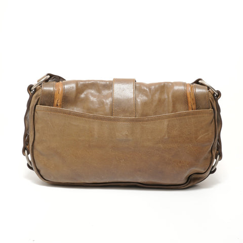 Christian Dior Gaucho Leather Khaki Green Shoulder Bag Brown WS28252