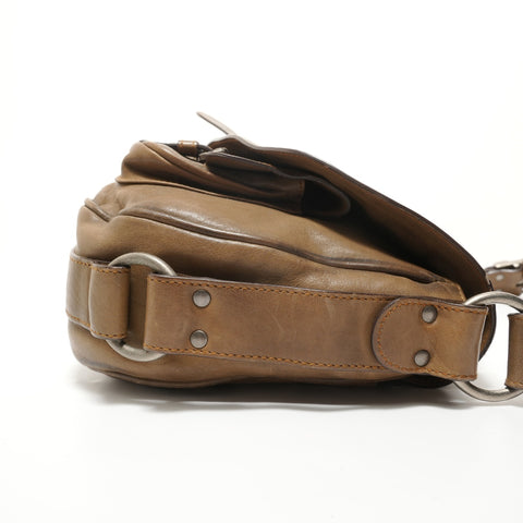 Christian Dior Gaucho Leather Khaki Green Shoulder Bag Brown WS28252