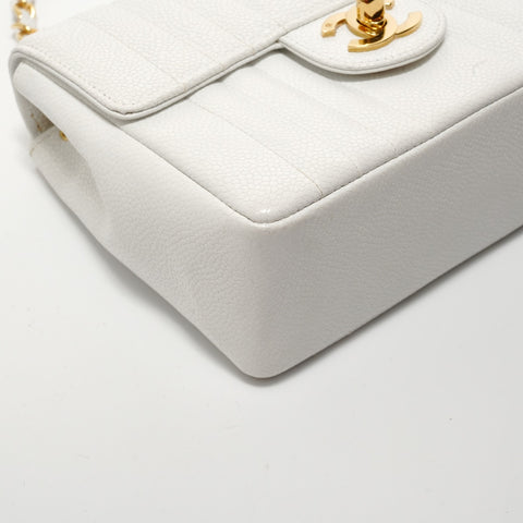 CHANEL Table 2: Caviar Skin Mademoiselle Shoulder Bag white WS28257