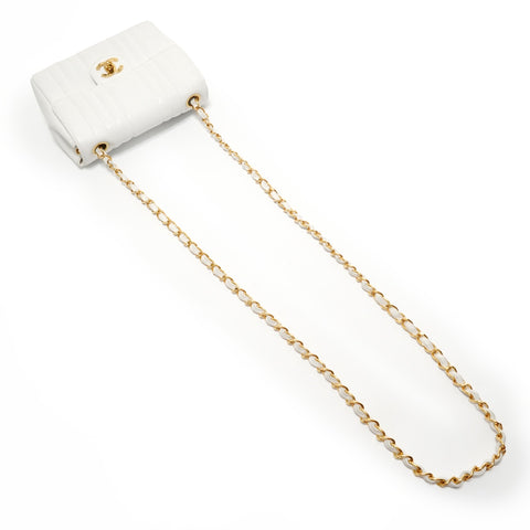 CHANEL Table 2: Caviar Skin Mademoiselle Shoulder Bag white WS28257