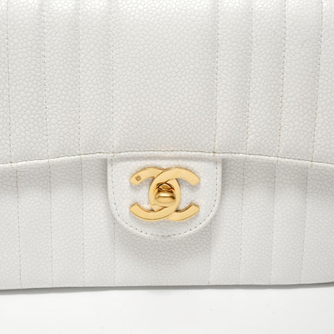 CHANEL Table 2: Caviar Skin Mademoiselle Shoulder Bag white WS28257