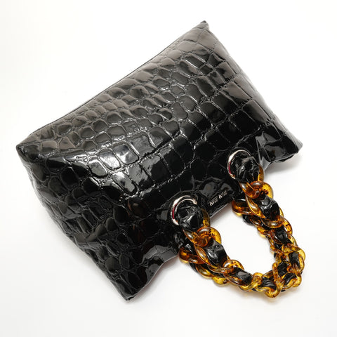 Miu Miu PlaChain Patent Tote Bag black WS28259