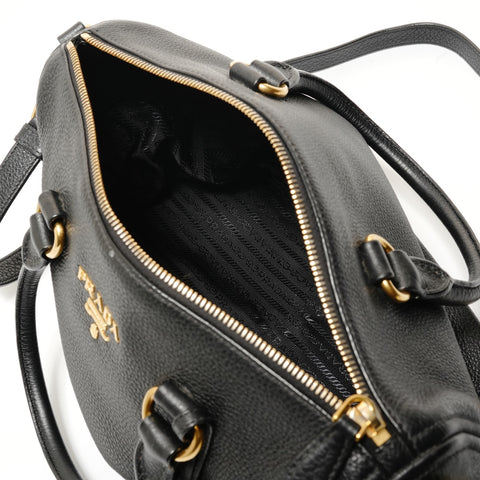 PRADA Vitello Daino Leather 2-way Handbag black WS28263