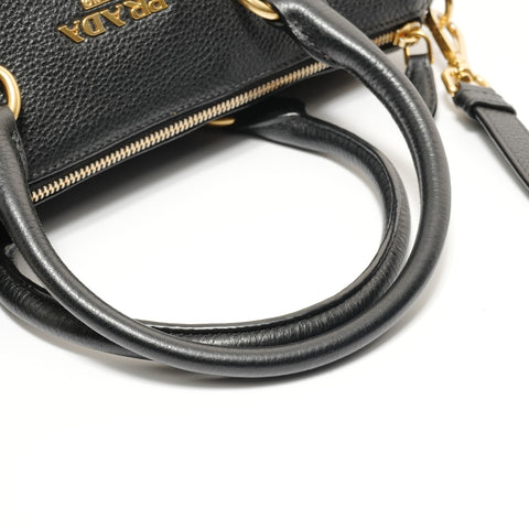 PRADA Vitello Daino Leather 2-way Handbag black WS28263