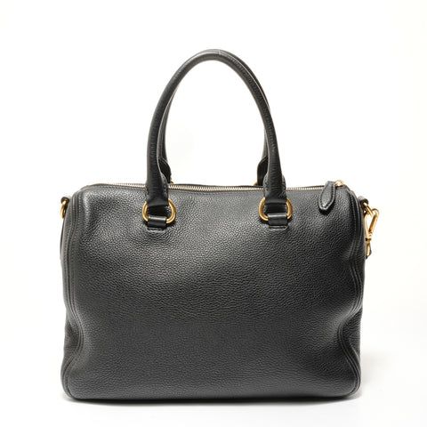 PRADA Vitello Daino Leather 2-way Handbag black WS28263