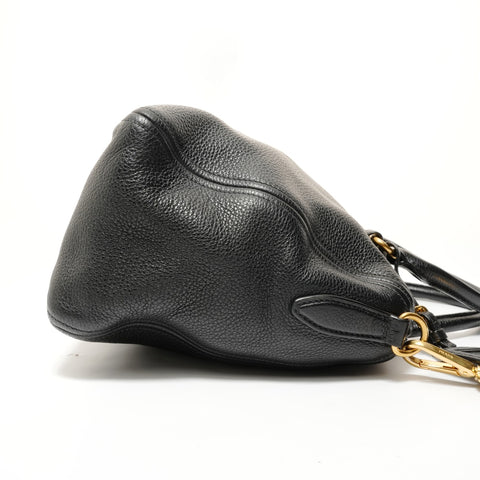 PRADA Vitello Daino Leather 2-way Handbag black WS28263