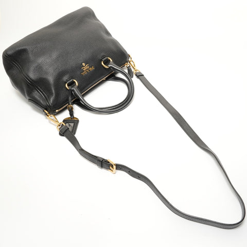 PRADA Vitello Daino Leather 2-way Handbag black WS28263