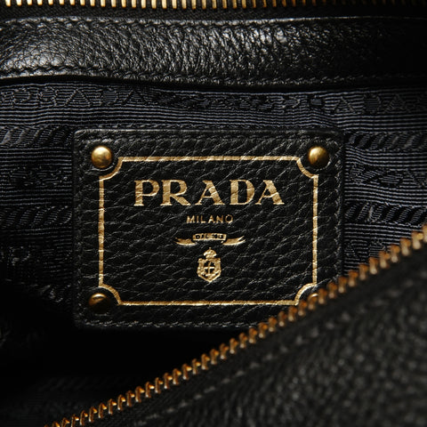 PRADA Vitello Daino Leather 2-way Handbag black WS28263